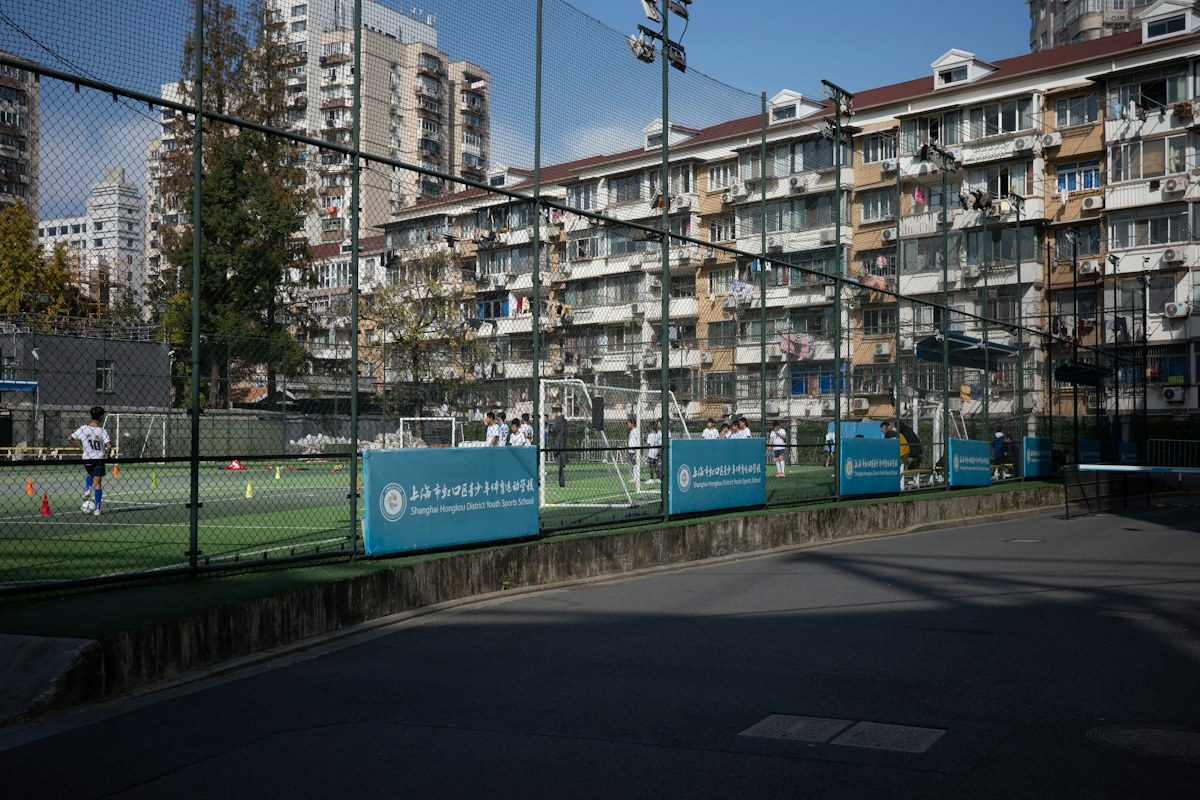 Football being played on a local pitch